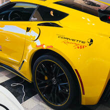 Corvette Racing 1 Paar Logo Vinyl Grafikaufkleber Aufkleber C3 C4 C5 C6 C7 ZO6 ZR1 Schwarz und Rot
 2