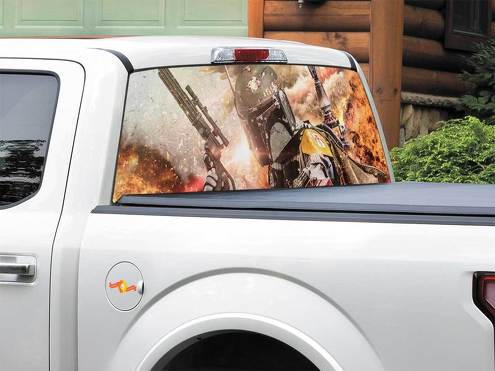 Boba Fett Kopfgeldjäger Explosionspistole Star Wars Heckscheibenaufkleber Pick-up Truck SUV Auto jeder Größe