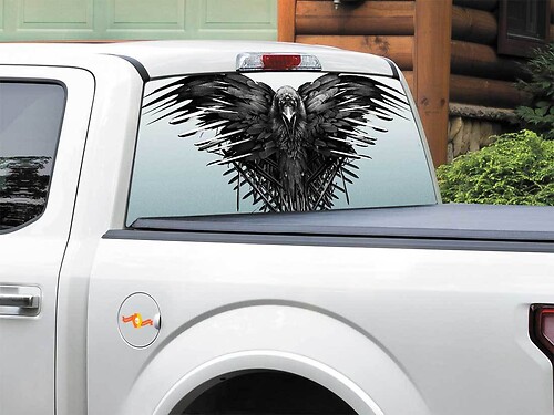 Bird Crow Raven House Stark TV-Show Game of Thrones Heckscheiben-Aufkleber, Pick-up-Truck, SUV, Auto jeder Größe