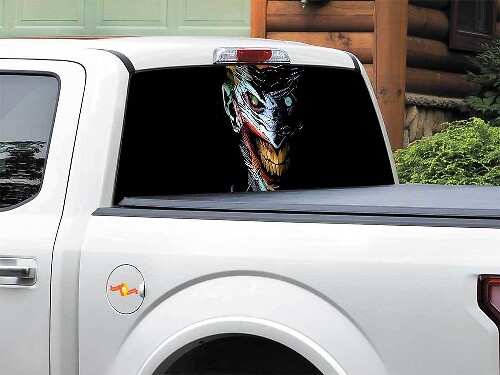 Grusames Comic-Schurken-Gesicht Heckscheiben-Vinylaufkleber für Pickup Truck SUV
