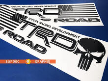 TRD USA-Flagge Punisher-Schädel Vinyl-Aufkleber für Toyota Trucks_3