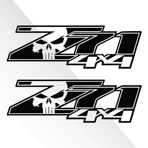Z71 4x4 Punisher Skull Seitlicher Vinyl-Aufkleber für Chevrolet Silverado