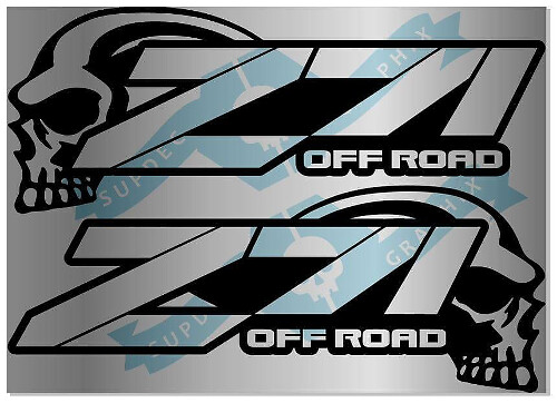 Totenkopf Z71 Stil Offroad Seiten Vinyl Aufkleber Set für Chevrolet Silverado