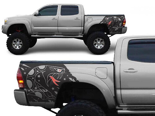 Toyota Tacoma TRD 4 x 4 Bett SNAKE Custom Quarter Side Graphic Aufkleber passend für Modelle 2005–2018