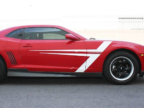 T Style Twin Line Stripe Pair — Vinylaufkleber (Seite, vorderer Kotflügel) für Chevrolet Camaro 2010-2015