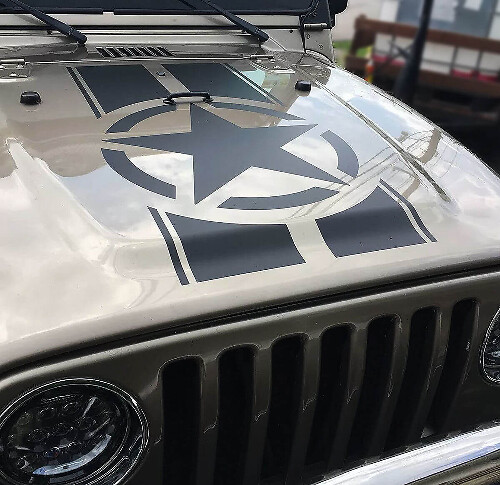 Military Star Vinyl-Aufkleber für die Motorhaube des Jeep Wrangler