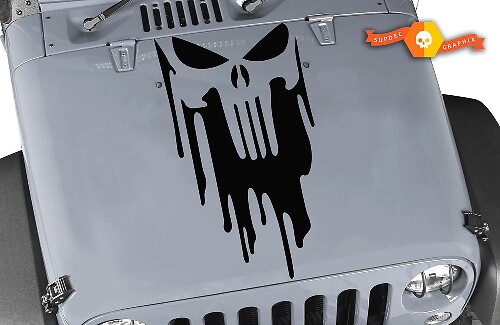 Dripping Punisher-Style Schädel Kapuzen Vinyl-Aufkleber für Jeep Wrangler