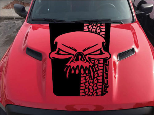 Totenkopf-Reifenprofil Rebel Hauben-Vinylaufkleber für Dodge Ram