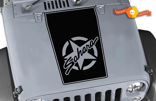 Sahara Star Blackout Haubenaufkleber aus Vinyl für Jeep Wrangler