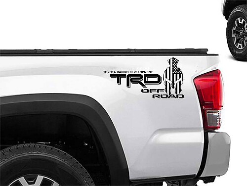 TRD Spartan Helm USA Flaggenstil Seitenwand Vinylaufkleber-Set für Toyota Trucks