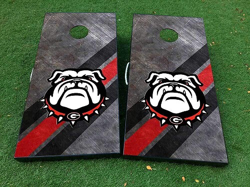 Bulldog Football Cornhole Board Vinyl-Aufkleber-Set
