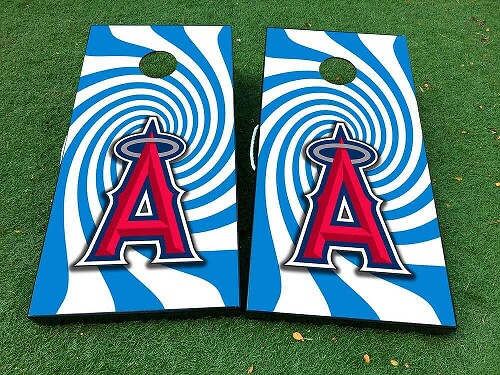Los Angeles Angels Baseball Spirale Cornhole-Brett Vinyl-Aufkleber-Set