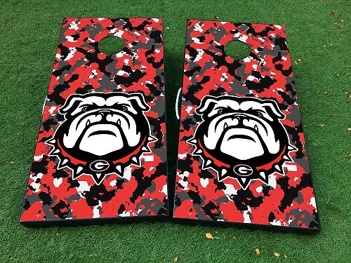 Georgia Bulldogs Football Cornhole Brettspiel Aufkleber Decal VINYL WRAPS mit LAMINIERT