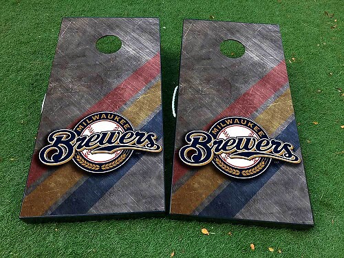 Milwaukee Brewers Baseball Cornhole Board Vinyl Wrap Aufkleberset