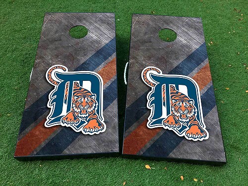 Detroit Tigers Baseball-inspirierter Cornhole-Board Vinyl-Folienaufkleber Satz