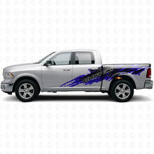 Seitliches Vinyl-Aufkleber-Set in Schlamm-Spritz-Design mit individuellem Schriftzug für Dodge Ram_2