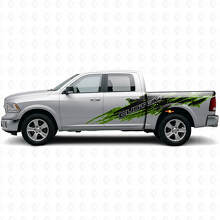 Seitliches Vinyl-Aufkleber-Set in Schlamm-Spritz-Design mit individuellem Schriftzug für Dodge Ram_3