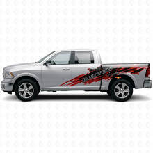 Seitliches Vinyl-Aufkleber-Set in Schlamm-Spritz-Design mit individuellem Schriftzug für Dodge Ram_4