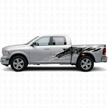 Seitliches Vinyl-Aufkleber-Set in Schlamm-Spritz-Design mit individuellem Schriftzug für Dodge Ram_5