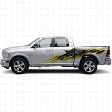 Seitliches Vinyl-Aufkleber-Set in Schlamm-Spritz-Design mit individuellem Schriftzug für Dodge Ram_6