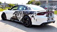 Custom Cat Head Distressed Stripe Pattern Komplettsatz Vinylaufkleber für Dodge Charger Hellcat_2