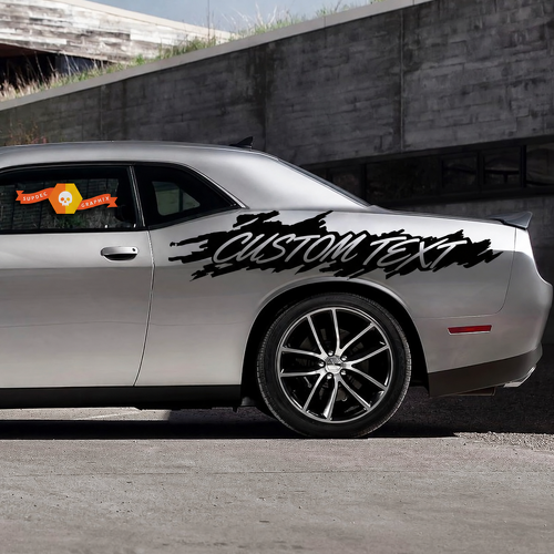 INDIVIDUELLER TEXT Gebrauchte Splash Side Vinyl-Aufkleber für Dodge Challenger