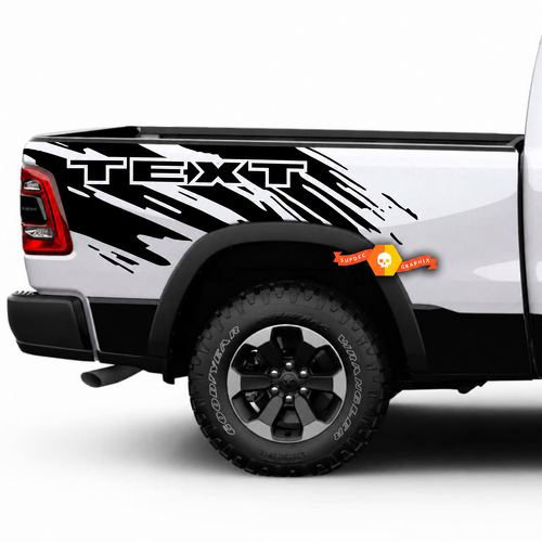 Benutzerdefinierter Text Splash Grunge Grafik Vinyl Aufkleber für Nachttisch Dodge Ram 1500