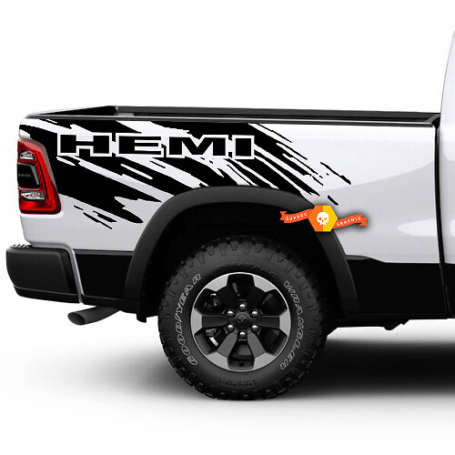 HEMI Splash Grunge Bettseiten-Vinylaufkleber-Grafik für Dodge Ram