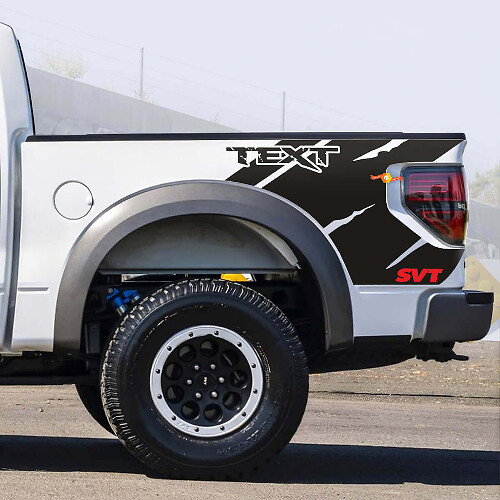 Maßgeschneidertes Vinyl-Aufkleber-Set im Used-Look für Bettseite, passend für Musclecar Truck SVT 2010-14