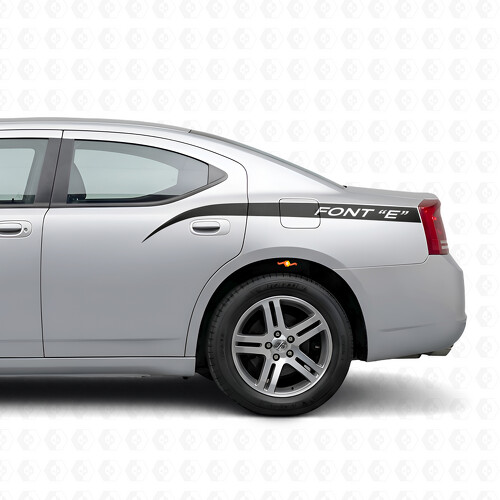 Gebogene Streifen mit benutzerdefiniertem Text Seiten-Vinylaufkleber für Dodge Charger 2006-2010