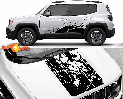 Mountainbike Spritzschutz Seiten- und Motorhauben-Vinylaufkleber-Set für Jeep Renegade