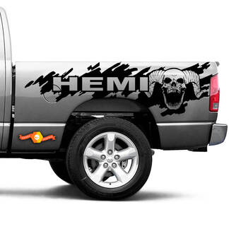 HEMI Dodge Ram Splash Grunge Totenkopf links rechts Logo Vinyl Aufkleber Aufkleber Grafik