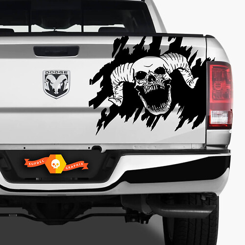 Dodge Ram Skull Splash Grunge Vinyl Aufkleber Aufkleber Heckklingwagenfahrzeug -Grafikabholung
