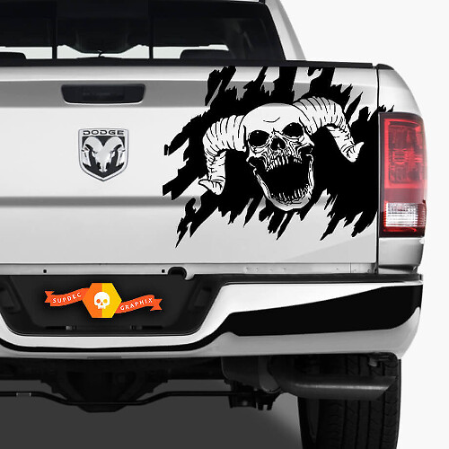 Totenkopf-Splash-Grafik-Heckklappenaufkleber für Dodge Ram