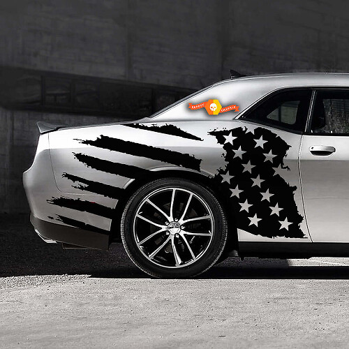 Aufkleber mit US-Flagge im Used-Look, passend für Musclecar Musclecarmodel Dodge Charger Chevy Camaro
