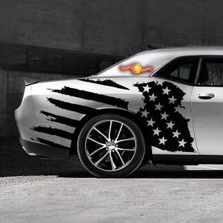 US-Flagge mit Distressed-Seitenaufkleber passend für Ford Mustang Dodge Charger Chevy Camaro