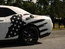 Aufkleber mit US-Flagge im Used-Look, passend für Ford Mustang Dodge Charger Chevy Camaro
 3