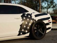 Aufkleber mit US-Flagge im Used-Look, passend für Ford Mustang Dodge Charger Chevy Camaro
 4