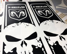 Punisher Skull Hemi Style Seitenstreifen Aufkleber aus Vinyl für Dodge Ram 1500-3500_2