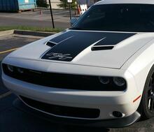 Dodge Challenger R/T spezifische 2015 bis 2017 R/T Scat Pack 392 Motorhaube Aufkleber Aufkleber Streifen Blackout Scatpack
 2