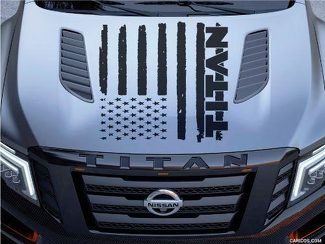 Nissan Titan Logo Hood Truck Vinyl Aufkleber Grafik Distressed American Flag Pickup
