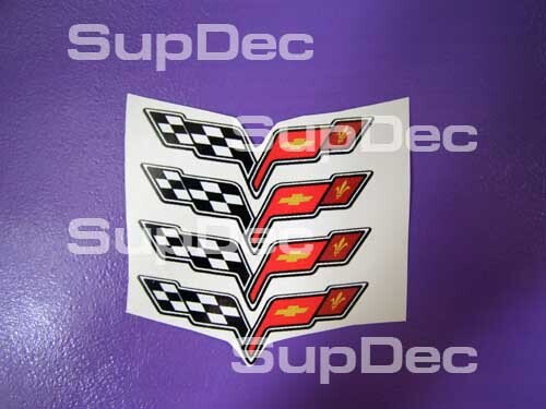 Corvette Flag Radnabenkappen Vinyl-Aufkleber Set für Chevy Corvette C5 C6 Z06