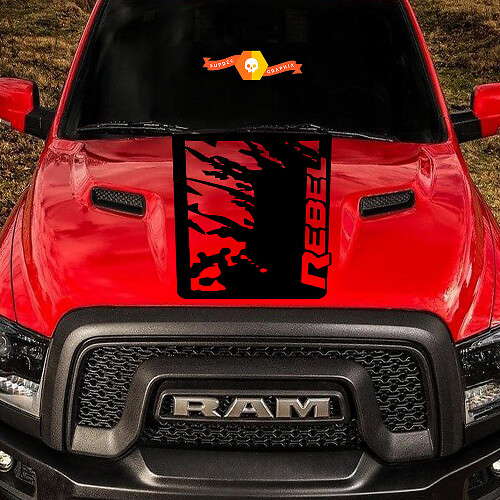 Grunge Spritzer Motorhauben Vinylaufkleber für Dodge Ram Rebel 2015-2017