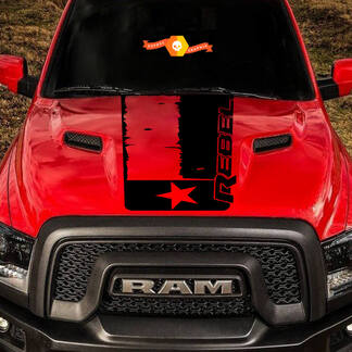 2015-17 Dodge Ram Rebel Distressed Texas Flag Hood Truck Vinyl Aufkleber Grafik #1