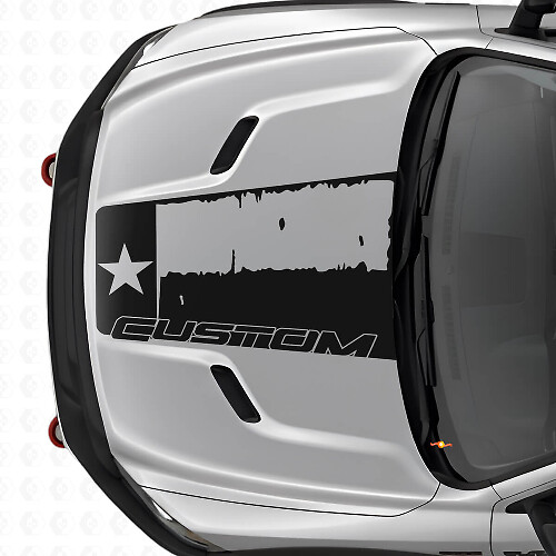 Abgenutzter Vinyl-Aufkleber mit Texas-Flagge für Motorhaube, Dodge Ram 2015–2017_1