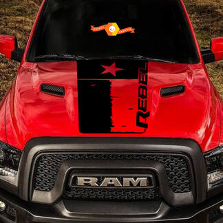 2015-17 Dodge Ram Rebel Distressed Texas Flag Hood Truck Vinyl Aufkleber Grafik #2
