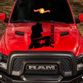 2015-17 Dodge Ram Rebel Distressed Texas Flag Hood Truck Vinyl Aufkleber Grafik #3