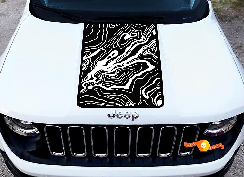 Topografische Karten-Motorhauben-Vinylaufkleber für Jeep Renegade