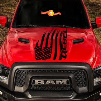 Distressed American Flag Dodge Ram Rebel Hood Logo Truck Vinyl Aufkleber Grafik