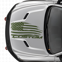 Abgenutzter amerikanischer Flaggen- und Schriftzug-Haubenaufkleber aus Vinyl für Dodge Ram_3